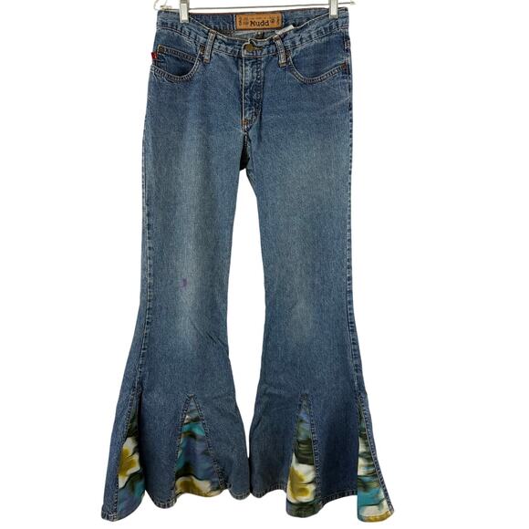 Mudd Y2K Vintage Bell Bottom Floral Accent Jeans Size 9  30 x 9.5 x 33 - Picture 1 of 9
